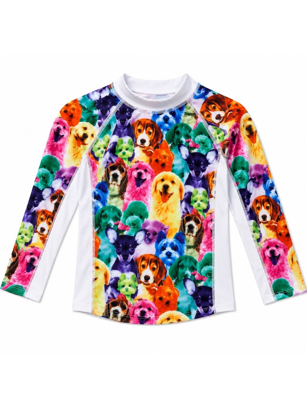 Jxstar Bright Multicolor Rainbow Long Sleeve Dog Puppy Graphic Rashguard 8-9Y